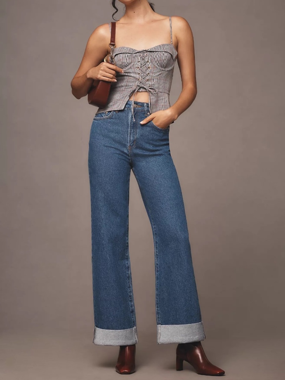Anthropologie The Austyn High-Rise Cuffed Wide-Leg Jeans By Pilcro - Size 30